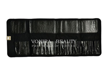 Vintage Deri Makyaj Fırça Roll Up Kılıfı Kalem Kalem Kutusu Kozmetik Çantası Siyah