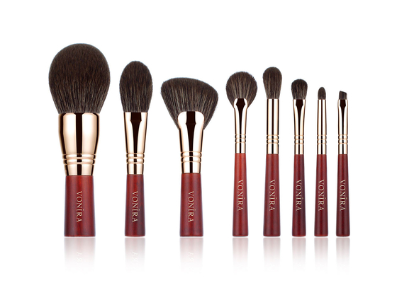 Vonira Beauty Red Rose Color Essential Seyahat Fırça Seti %100 Vegan Cruelty Free 8 Parça Mini Yüz Göz Makyaj Fırça Seti