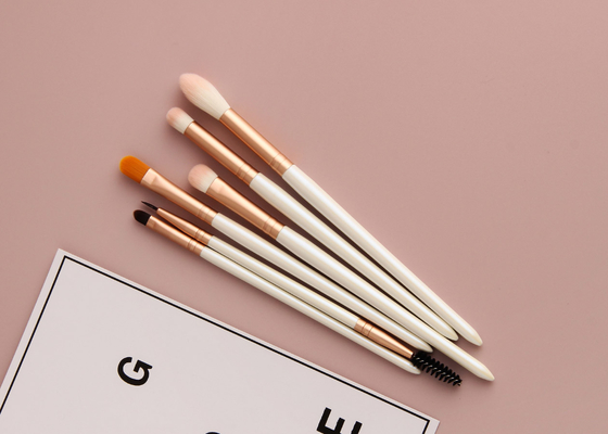 Vonira Güzellik Çift Eyeliner Maskara Makyaj Fırçası Alüminyum Ferrule Birch Ahşap Yakalama ile Çift Sonu