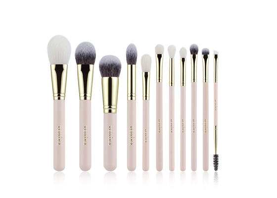 Vonira Yeni Temel 11 Parça Makyaj Fırçaları Koleksiyon Set de Brochas de Maquillaje Profesyonel Pembe Altın Çıplak Renk